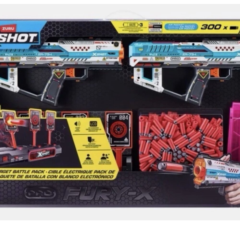 Zuru X-Shot Pro Fury-X Battle Blaster 2-Pack with Target & 300 Darts - Picture 7 of 7